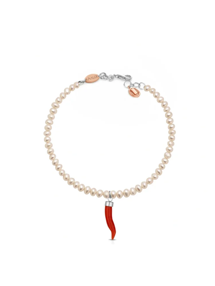 Bracciale Perle con Corno in Corallo