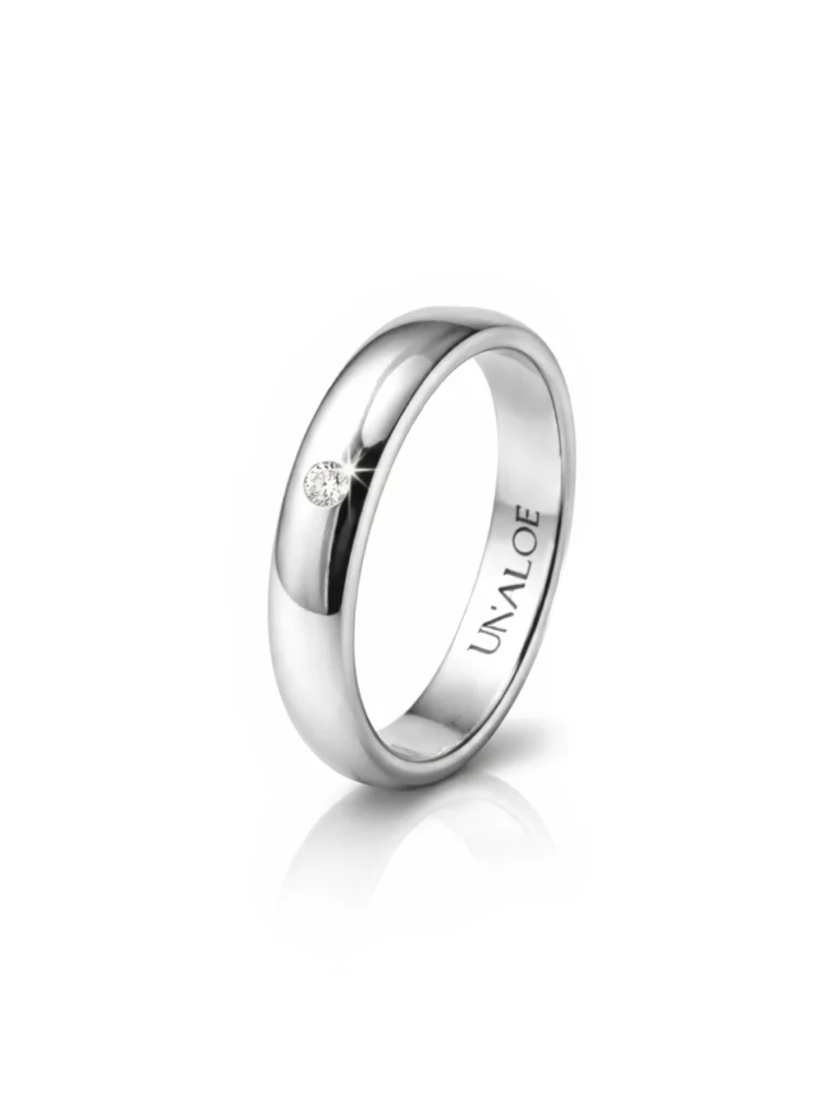 Anello Fascia Argento925 Liscio con Diamante