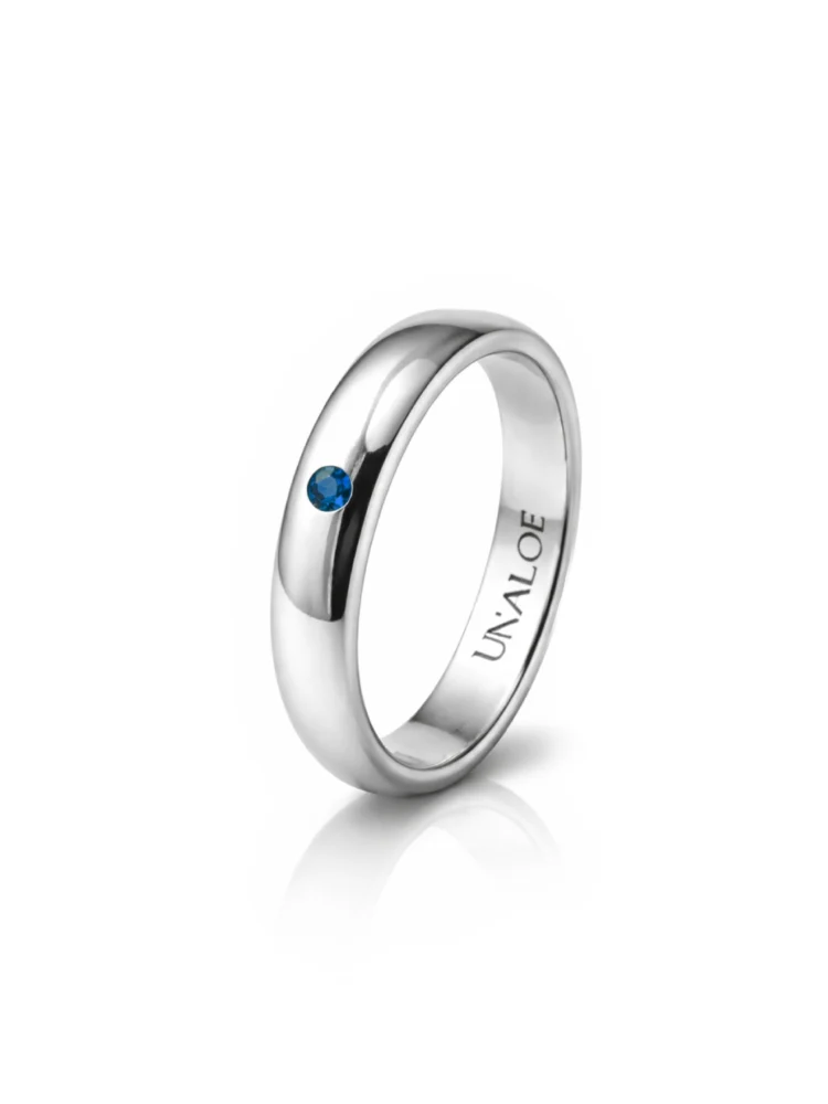 Anello Fascia Argento925 Liscio con Pietra