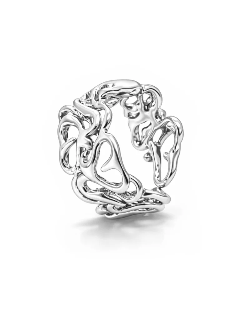 Anello Cuore Argento 925 Fascia Design Romantico Donna