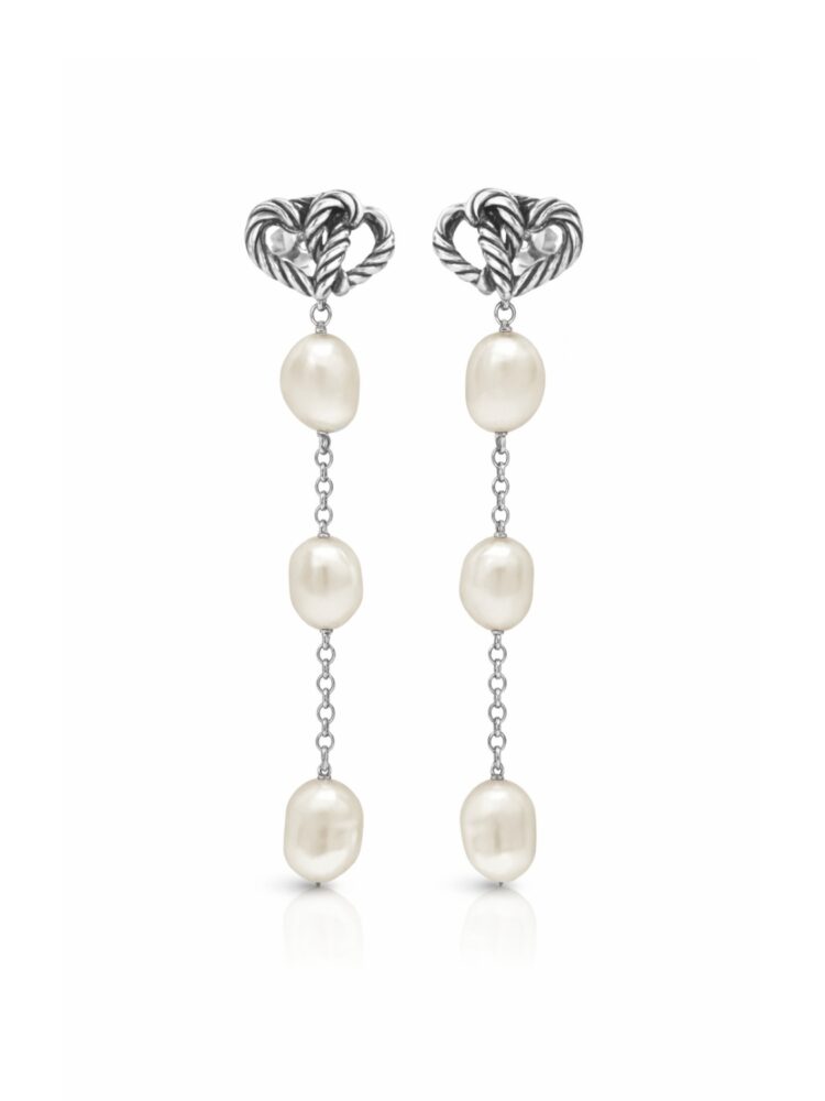 orecchini cuore perle argento 925 da donna