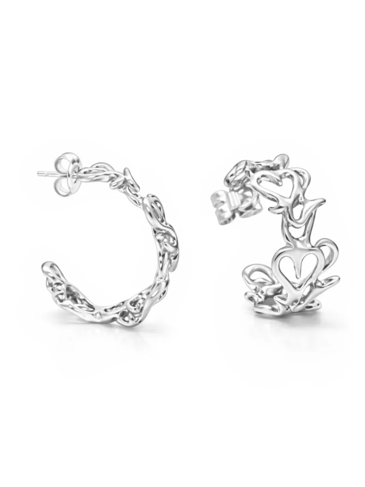 orecchini cuore minimal argento 925 da donna