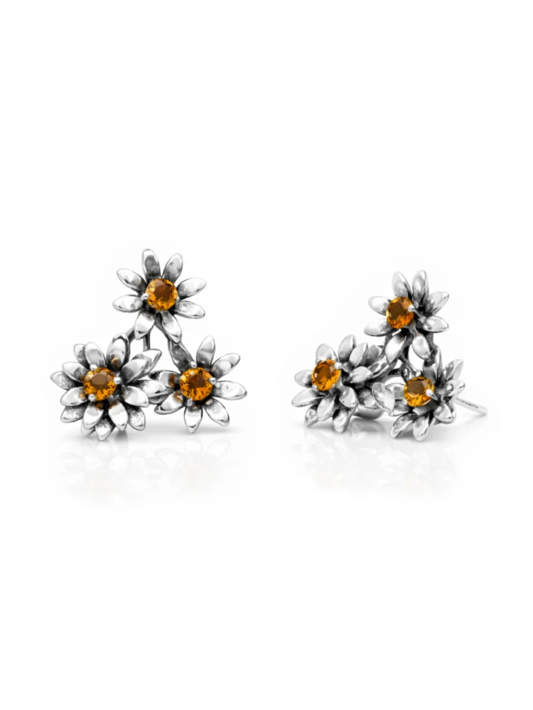 orecchini margherita argento 925 con citrine