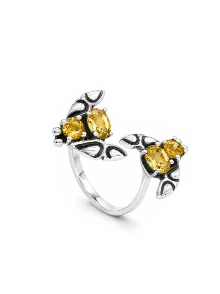 Anello Fly con pietre gialle argento 925 Unaloe