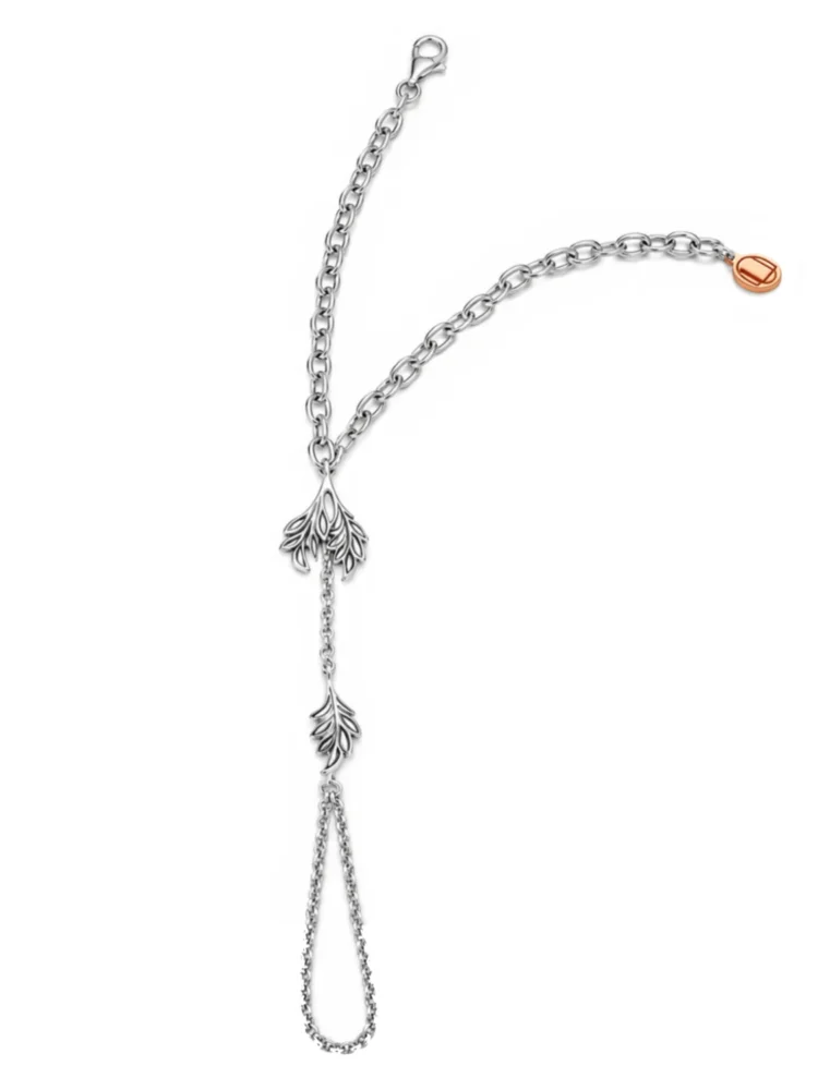 Baciamano foglie botaniche donna finitura argento Unaloe