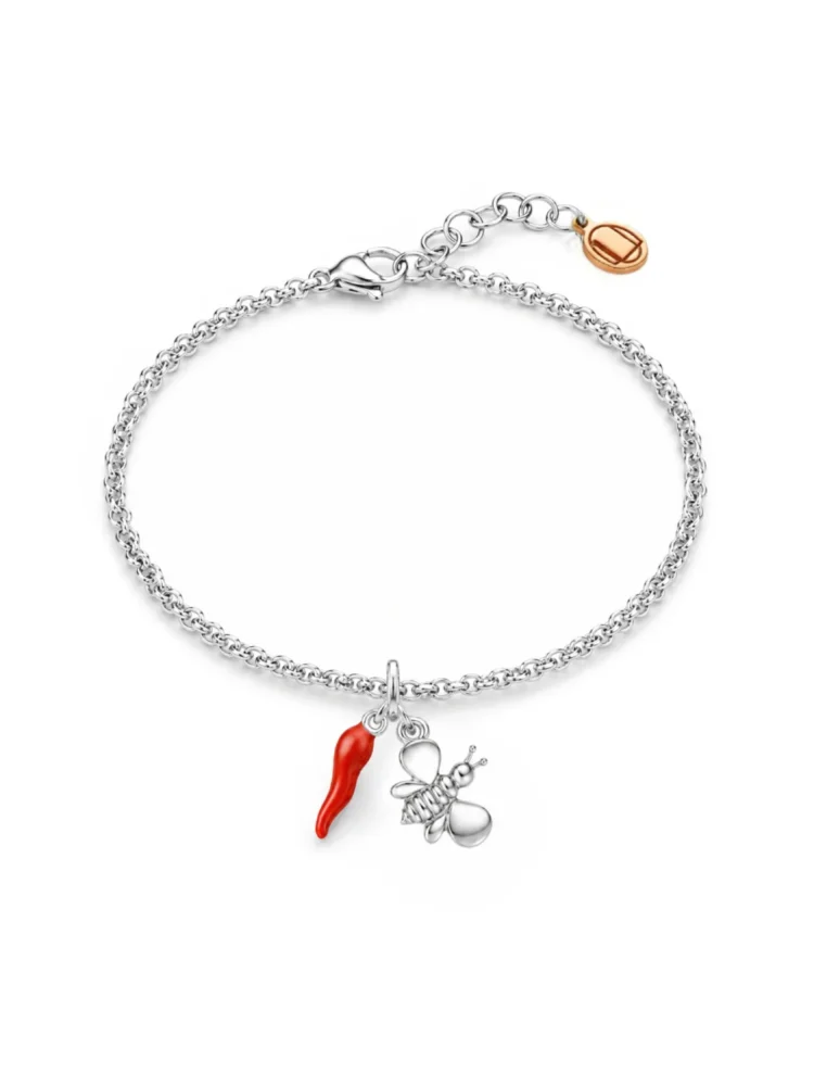 bracciale cornetto rosso ape argento 925