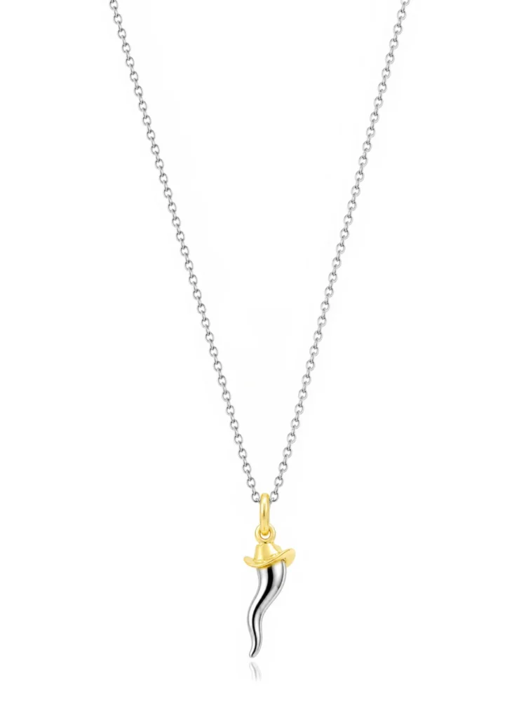 Collana Corno Cowboy bicolore Argento 925 e oro 18K Unaloe