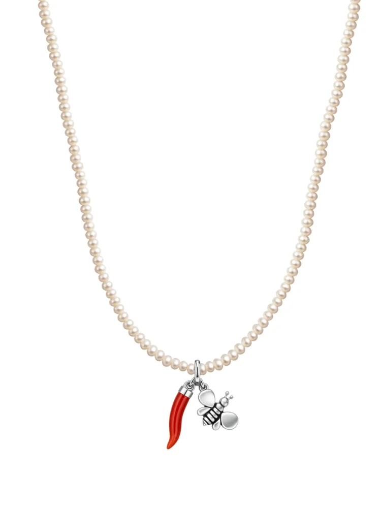 Collana perle corallo e ape Unaloe