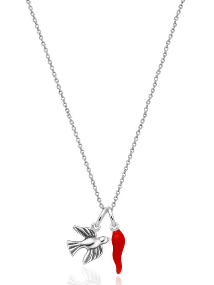 Collana corno e colomba argento 925 Unaloe