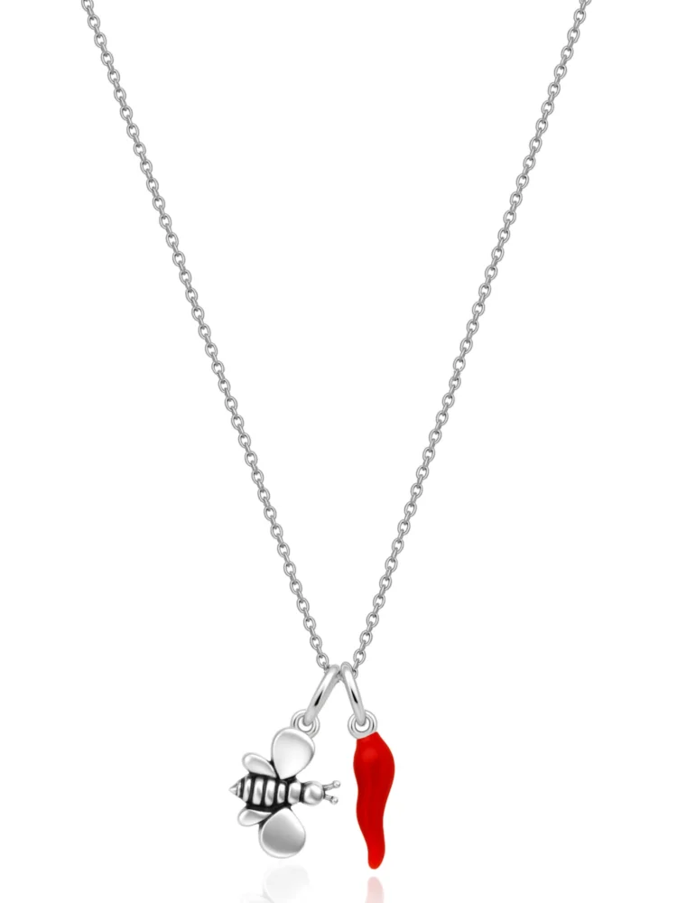 Collana Cornetto Rosso e Ape Argento 925