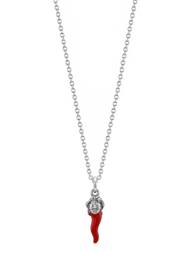 Collana cornetto rosso argento 925 portafortuna Visione Unaloe