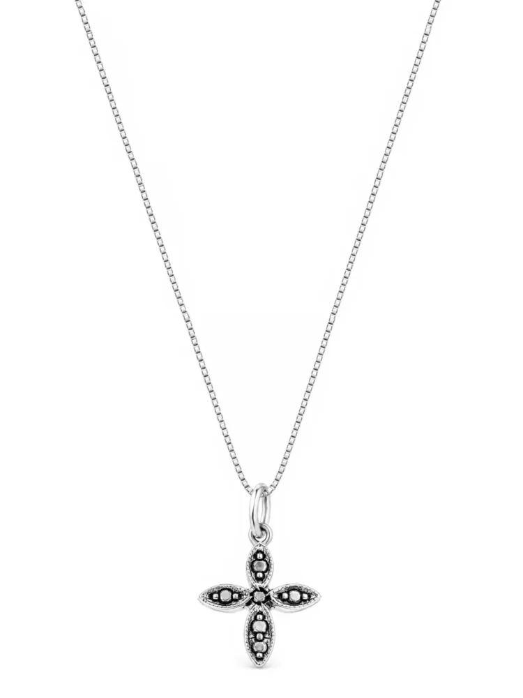 Collana croce floreale argento 925