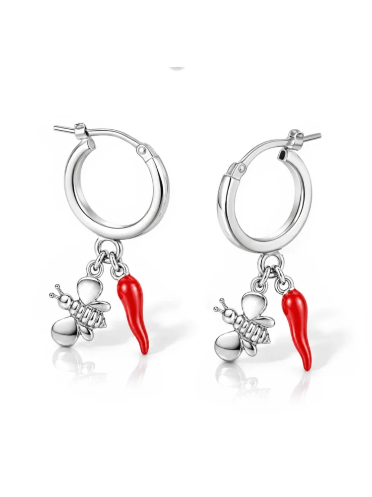 orecchini cornetto rosso ape argento 925
