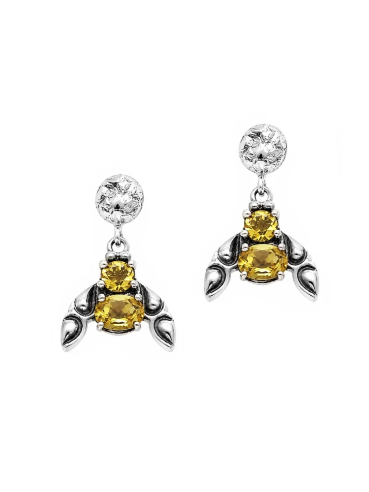 Orecchini Fly con pietre gialle argento 925