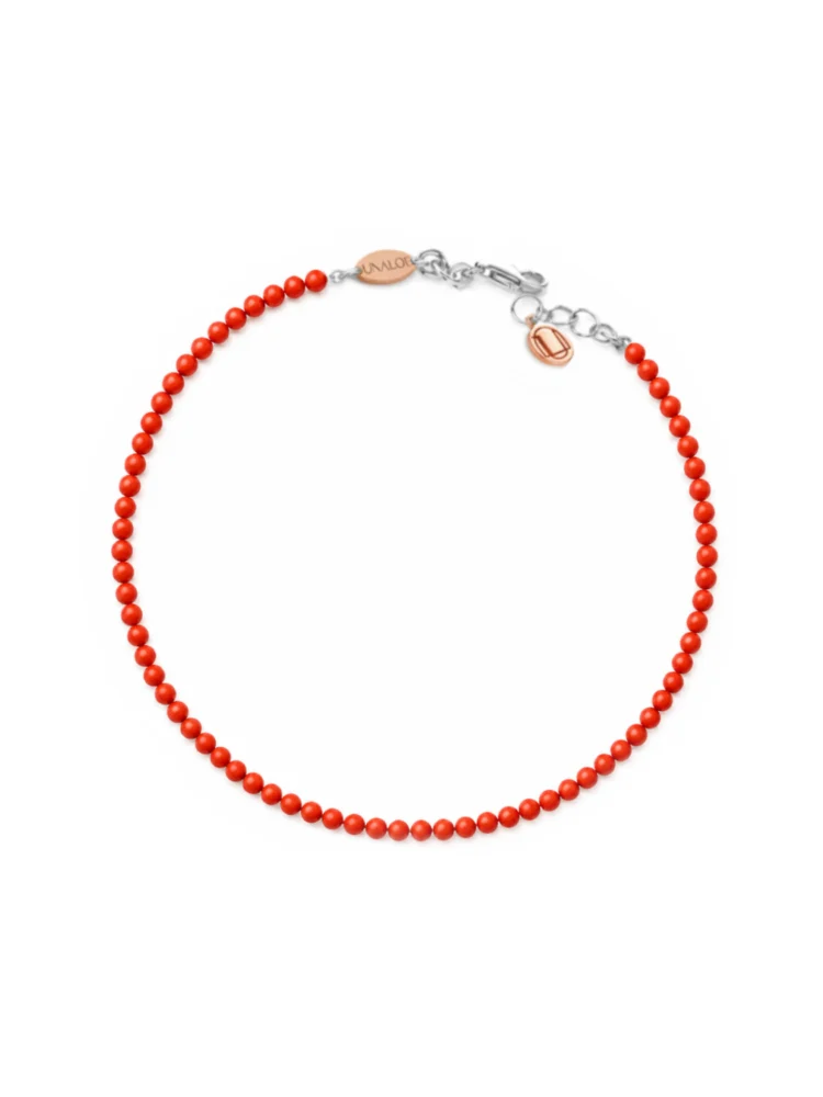 Bracciale corallo rosso mini sfere 3 mm Unaloe