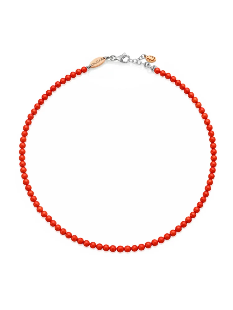Collana con sfere di corallo in Argento 925 Unaloe