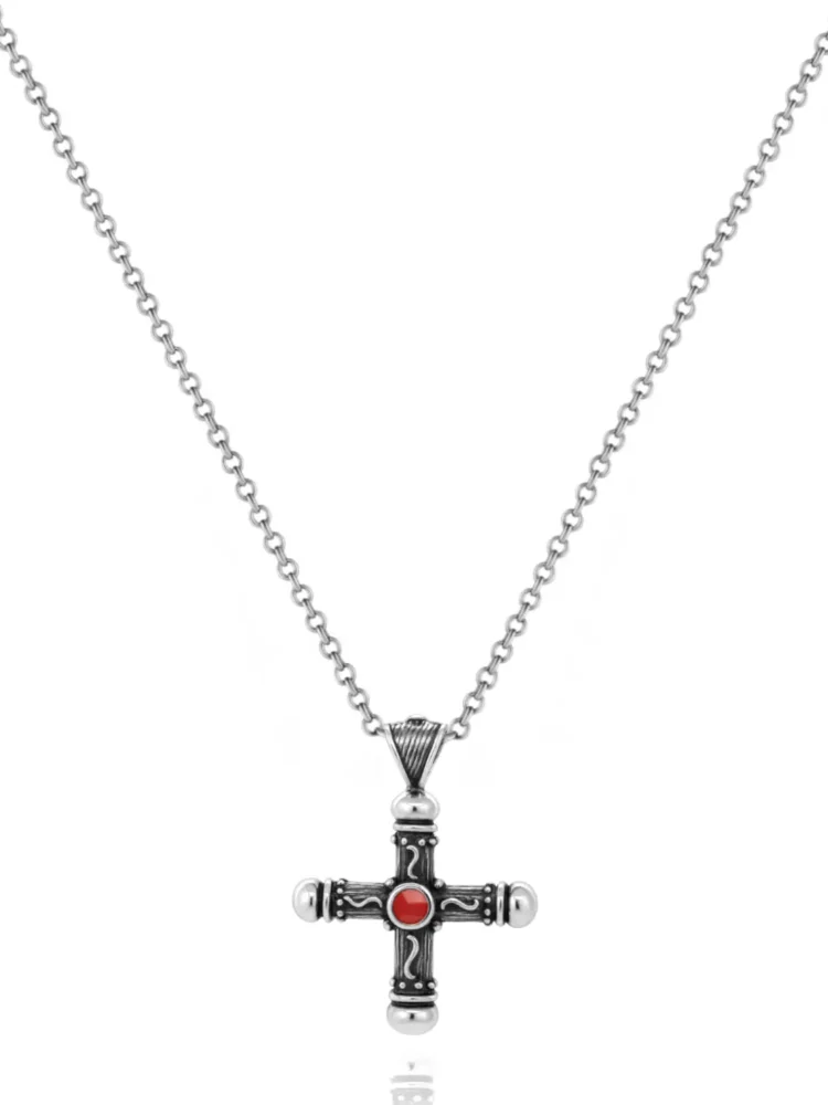 collana croce corallo madreperla Argento 925
