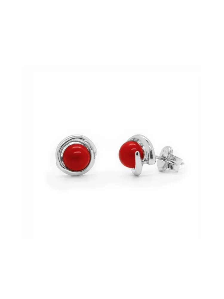 Orecchini nodo corallo Argento 925 con corallo rosso Unaloe