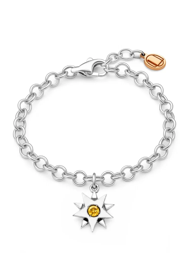 Bracciale stella quarzo giallo argento 925 da donna