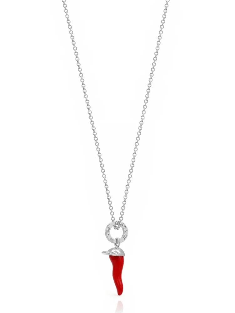 collana corno rosso argento 925