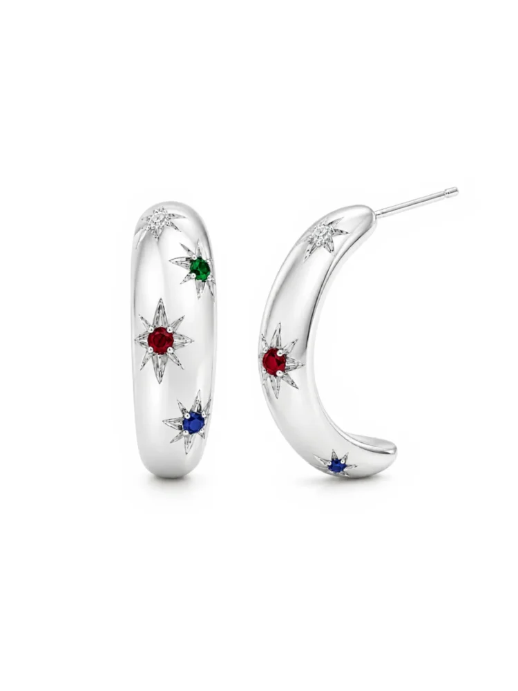 Orecchini stelle con quarzi Rainbow in Argento 925