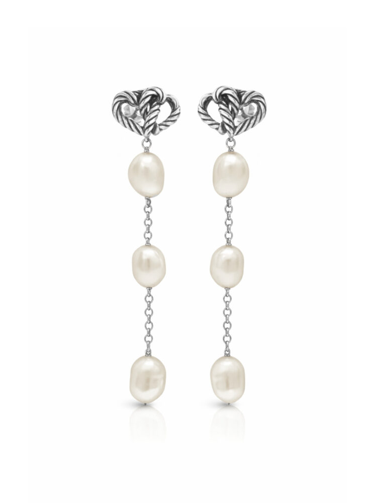 Orecchini cuore perle Argento 925 Silver Unaloe